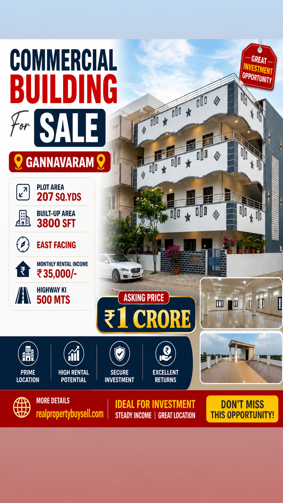 Commercial Building for Sale in Gannavaram – High Rental Income Property Near Highway