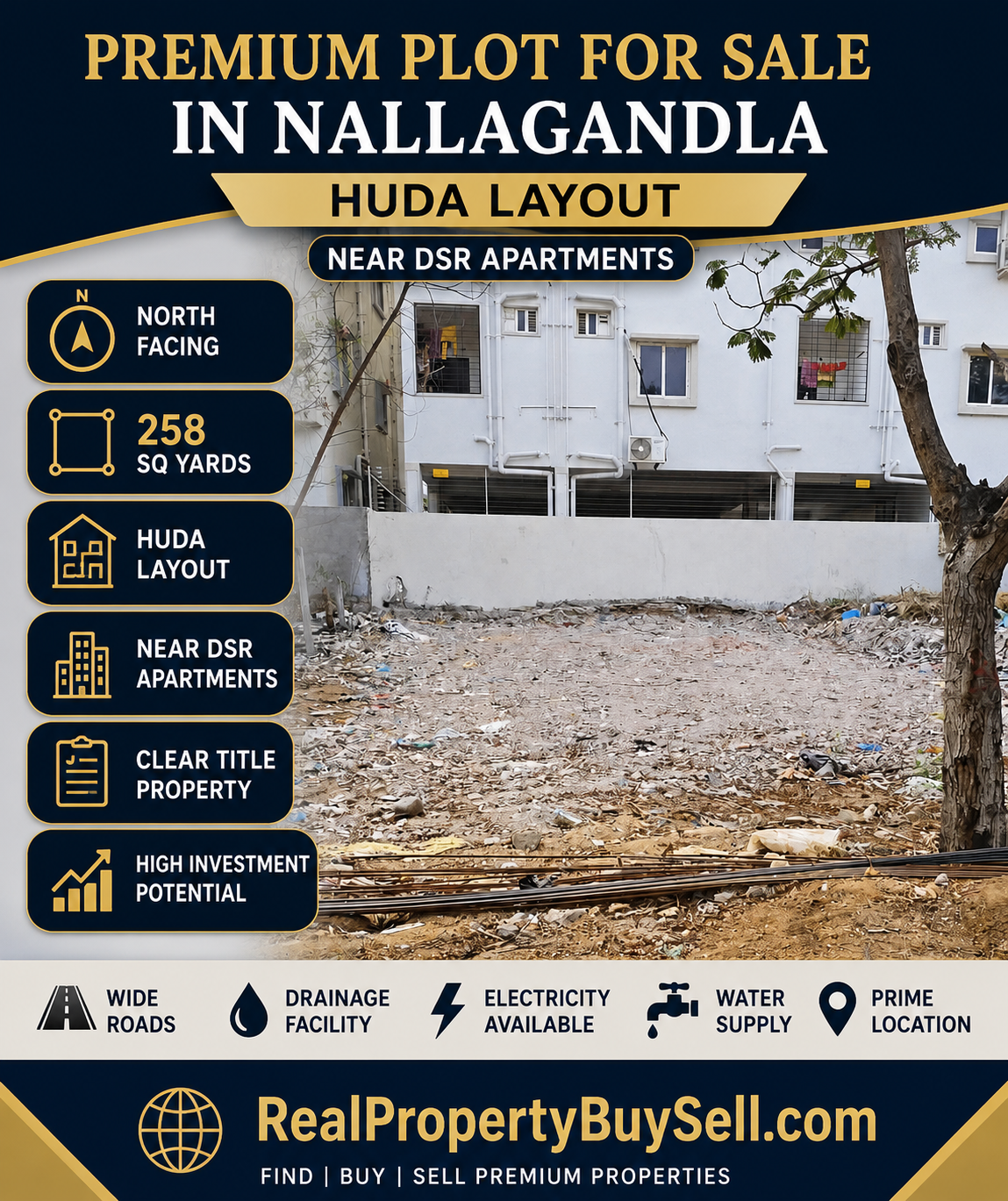 North Facing HUDA Layout Plot for Sale in Nallagandla | 258 Sq Yards Premium Residential Plot
