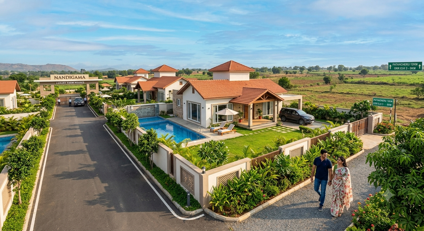 🏡 Luxury Farm House for Sale in Nandigama Near Hyderabad – Premium Gated Community Starting at ₹43 Lakhs