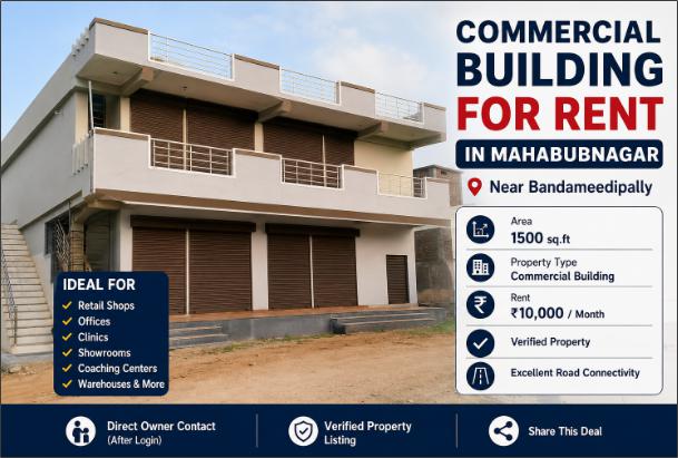 Commercial Building for Rent in Mahabubnagar Near Bandameedipally – Prime Commercial Property Opportunity