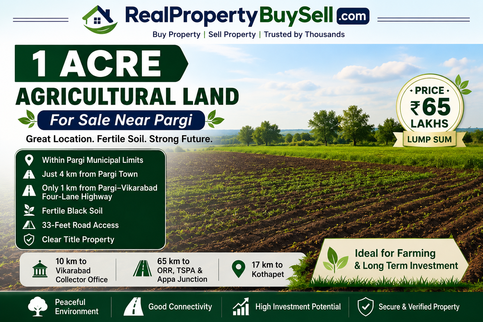 1 Acre Agricultural Land for Sale Near Pargi – Prime Farm Land Investment in Telangana