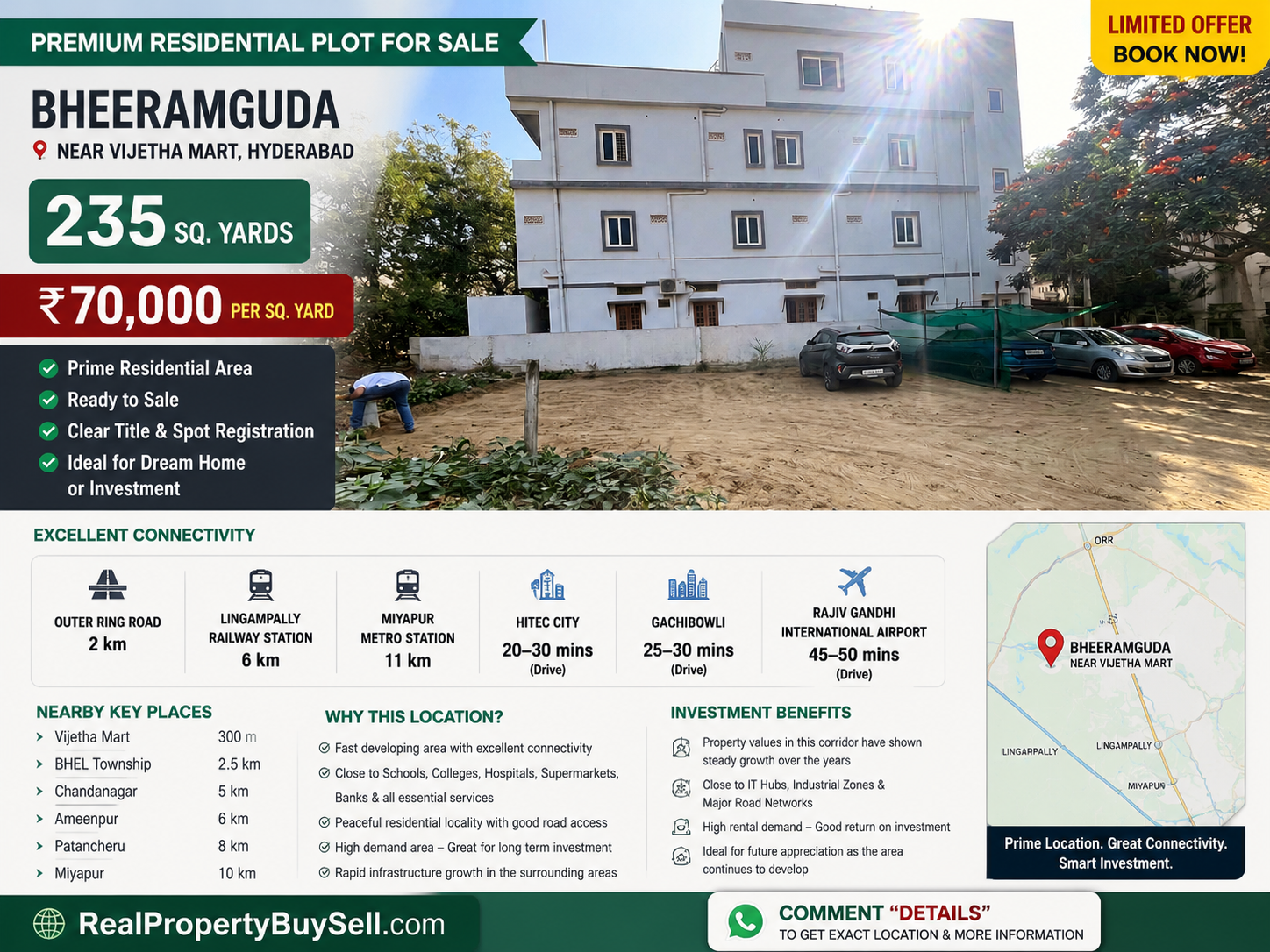 🏡 Premium Residential Plot for Sale in Hyderabad – Bheeramguda (Near Vijetha Mart)